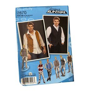 Simplicity 2870 Mens Vest Sewing Pattern Sizes BB 44-52 Project Runway UNCUT